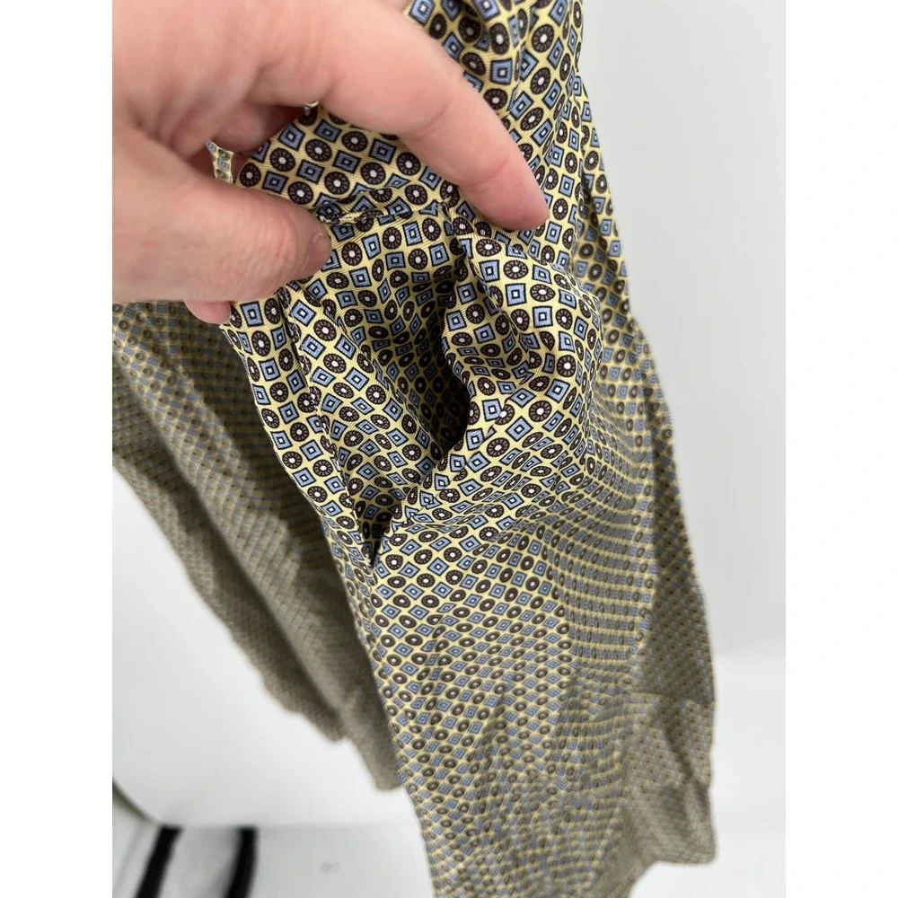 Michael Kors Collection Silk Shirt Dress Geometric Print Made in Italy Yellow 4